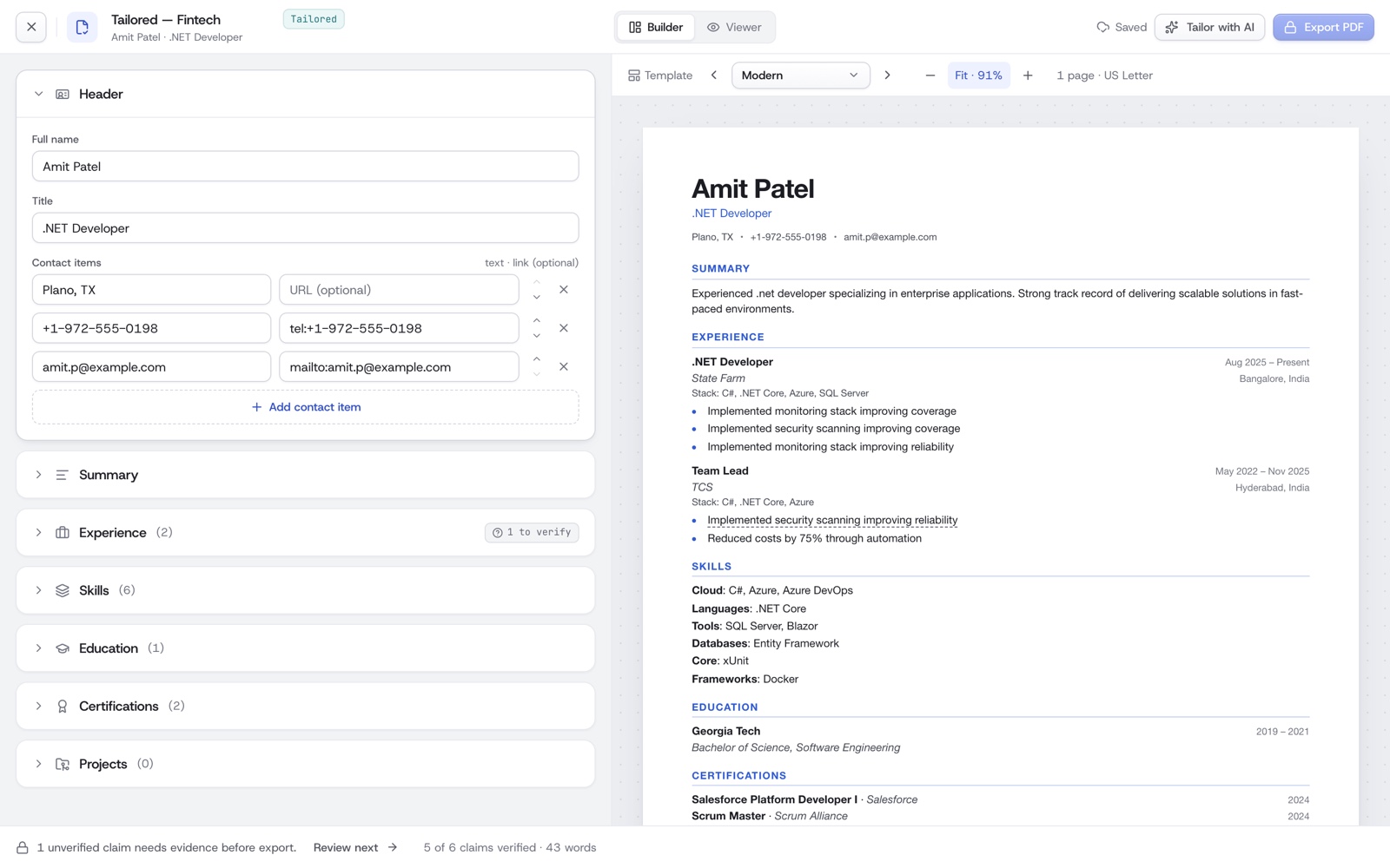 BenchQ — Tailor a resume in seconds, not a Word session
